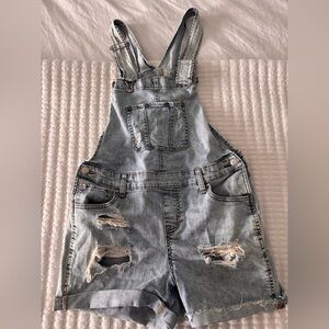 Maurices Light Blue Denim Distressed Romper